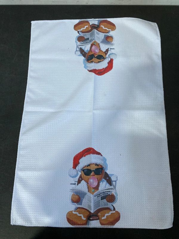 Photo 1 of 2' x 16" Santa Gingerbread Man Kitchen towel White
