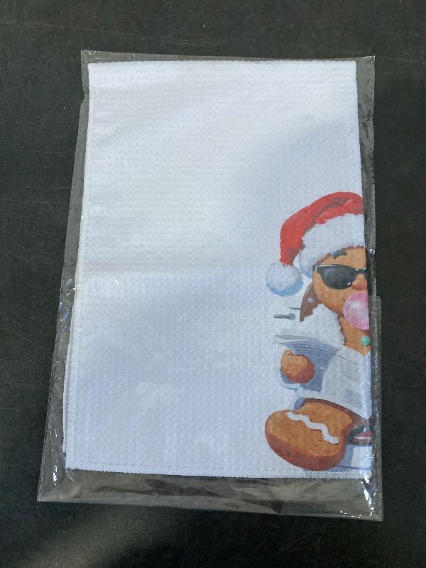 Photo 1 of 2' x 16" Santa Gingerbread Man Kitchen towel White