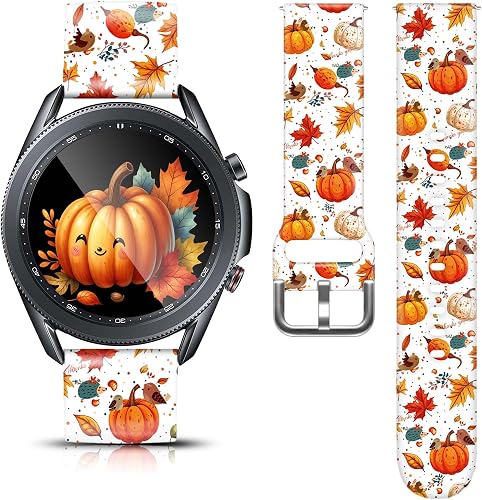 Photo 1 of 22mm Christmas Halloween Fall Watch Band For Versa 3/4 45mm / Galaxy Watch 46mm Bands / Gear S3 Frontier , Silicone Holiday Theme Santa Claus Snowman Printed Watch Strap Replacemant for 22 mm Smartwatch