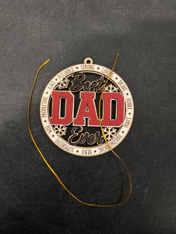 Photo 1 of Best Dad Ever Wooden Christmas Ornament – Rustic Holiday Tree Decoration, Unique Gift for Dad, Stocking Stuffer Christmas Ornament, Father Keepsake Ornament from Kids or Family