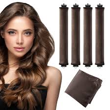 Photo 1 of Heatless Curls Overnight with Satin Head Scarf, Velvet Hair Rollers for Blowout Look, No Heat Curling Rod for Long Thick Hair, Soft Sleep In Flexi Rods