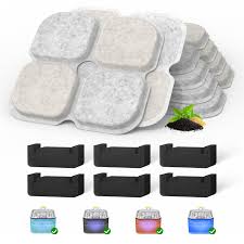 Photo 1 of Cat Pet Water Fountain Filters, 6 Pack Replacement Filters Fit for 101oz/3L Crystal Cat Fountain, Triple Filtration System (6 Filters+6 Sponges)