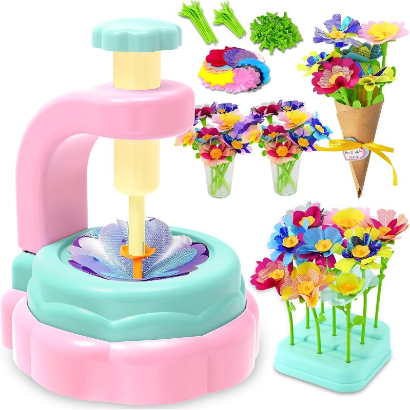 Photo 1 of Flower Bouquet Craft Kit, DIY Arts and Crafts for Kids 4-6-8, Girls Toys 4-6-8 Flower Making Activity Toy Set for Toddler and Kids, Birthday Gifts for 4 5 6 7 8 Year Old Girls?Pink & Blue?| Stock image is not exact same as product