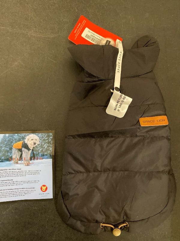 Photo 1 of (Black, Size 08 XS) SPACE LION Dog Puffer Jacket, Down Winter Coat, Durable Outdoor Coat for Cold and Windy Conditions, Lightweight & Adjustable Fit Coats for Small & Medium Dogs,