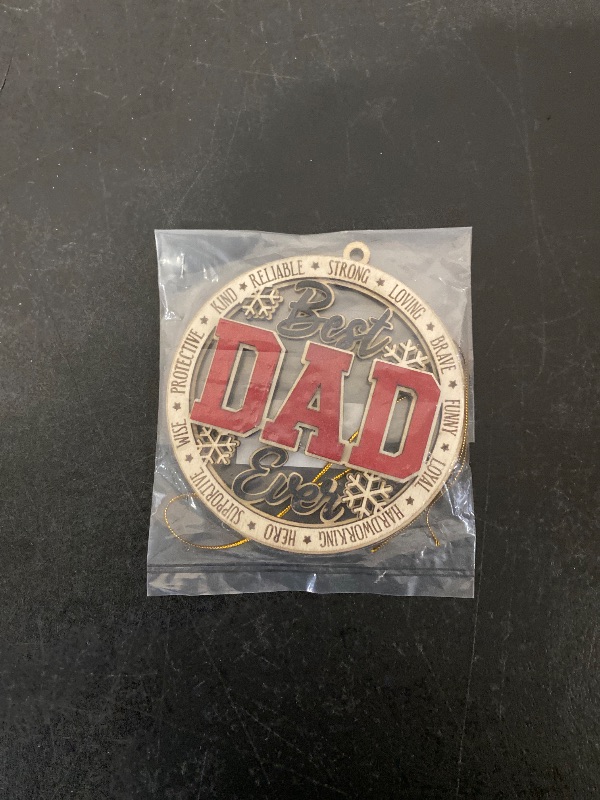 Photo 1 of Best Dad Ever Wooden Christmas Ornament – Rustic Holiday Tree Decoration, Unique Gift for Dad, Stocking Stuffer Christmas Ornament, Father Keepsake Ornament from Kids or Family