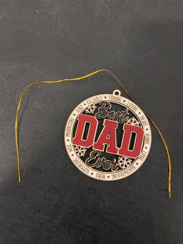Photo 1 of Best Dad Ever Wooden Christmas Ornament – Rustic Holiday Tree Decoration, Unique Gift for Dad, Stocking Stuffer Christmas Ornament, Father Keepsake Ornament from Kids or Family