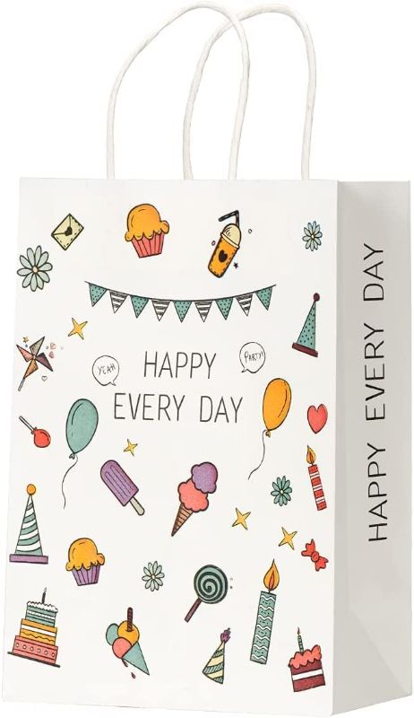 Photo 1 of 100 Ct.Colour Kraft Paper Gift Bags with Handles,Bulk Gift Bags, Shopping Bags, Party Bags,Business Bags, Retail Bags, Merchandise Bags (5.9 * 3.2 * 8.3Inches), Large