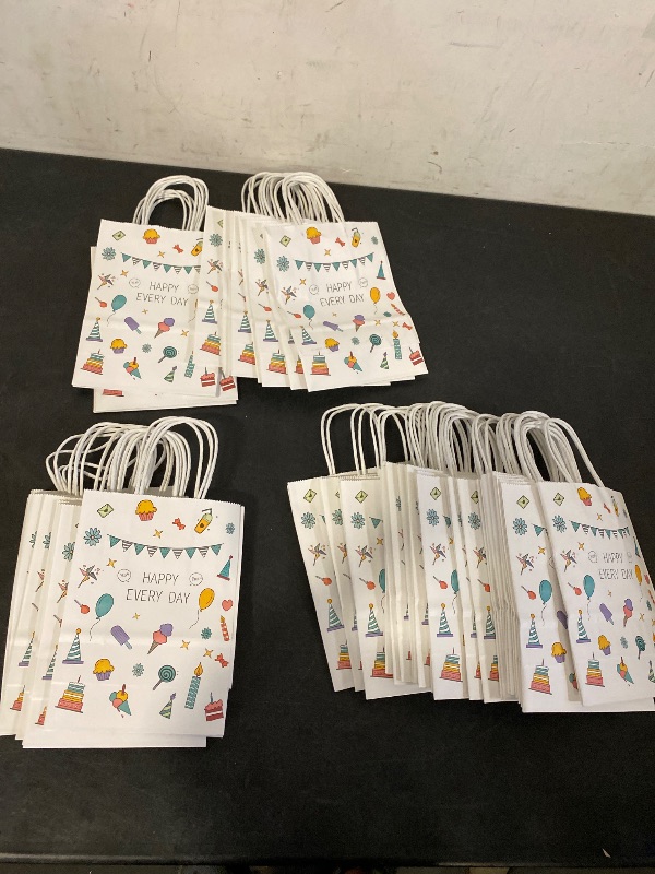 Photo 1 of 100 Ct.Colour Kraft Paper Gift Bags with Handles,Bulk Gift Bags, Shopping Bags, Party Bags,Business Bags, Retail Bags, Merchandise Bags (5.9 * 3.2 * 8.3Inches), Large
