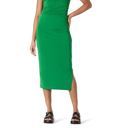 Photo 1 of XX-Large Amazon Essentials Women's Slim-Fit Ruched Matte Jersey MIDI Skirt, Emerald Green,