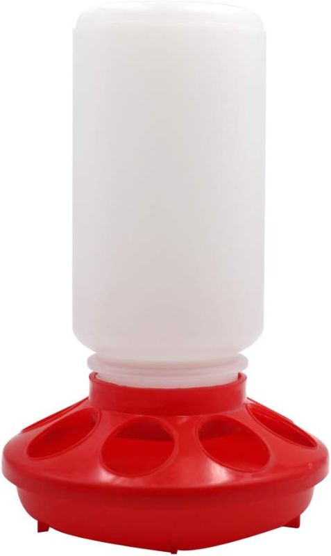 Photo 1 of Automatic Poultry Feeder Small, Waste Free Chicken Feeder Jar, Baby Chick Feeder for Birds Pigeon Quail 1 Quart (Red and White)
