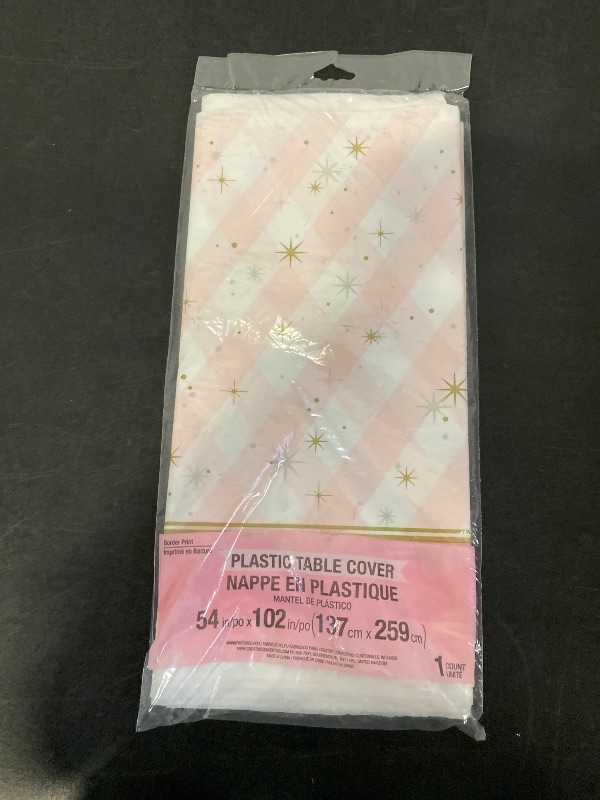 Photo 1 of 54" x 102" Creative Converting Border Print Plastic Tablecover, Twinkle Toes