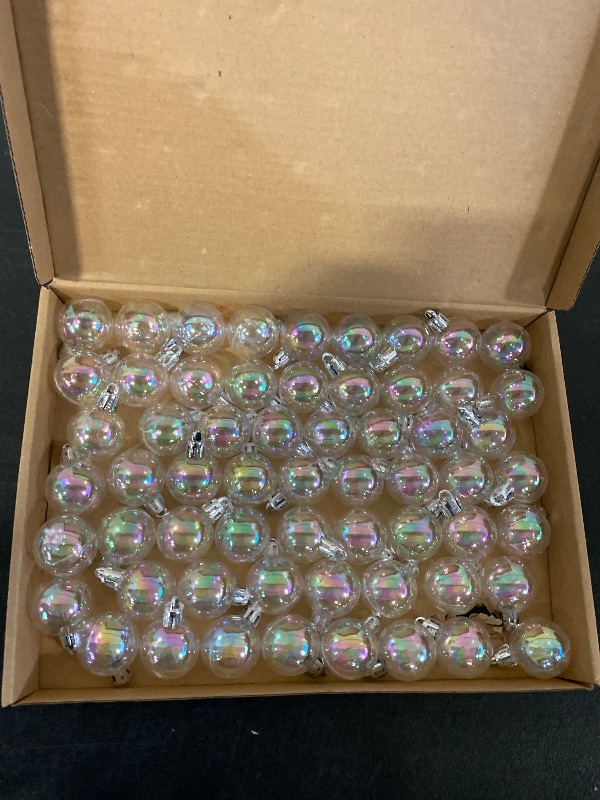 View 2 of 60 Pcs Christmas Iridescent Ornaments Ball Clear Plastic Bubbles Cauldron Halloween Hanging Ornament Balls Bulk Wedding Decorative Rainbow Hanging Craft for DIY Witch Magic Pot (1.18 Inch)