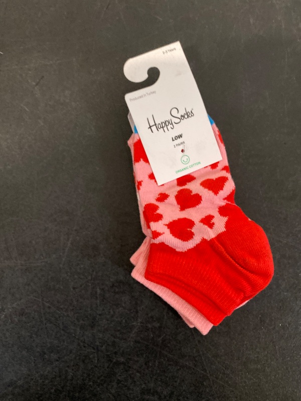 Photo 1 of 2-3Y Happy Socks Kids 2-pack Hearts Low Socks, Light Pink