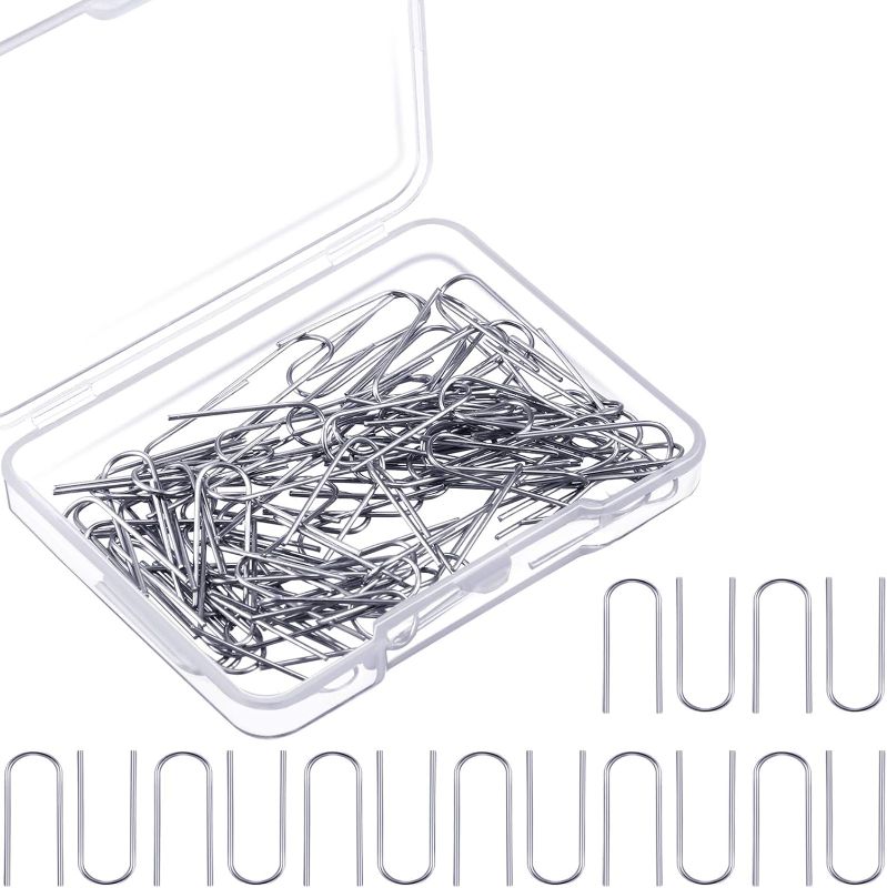 Photo 1 of 100 Pcs High Temperature Nichrome Wire Jump Rings, 21 Gauge with Plastic Storage Box, U Hanger Hooks for Hobbyists DIY Pendant, Ceramic Ornaments, Fusing in Glass