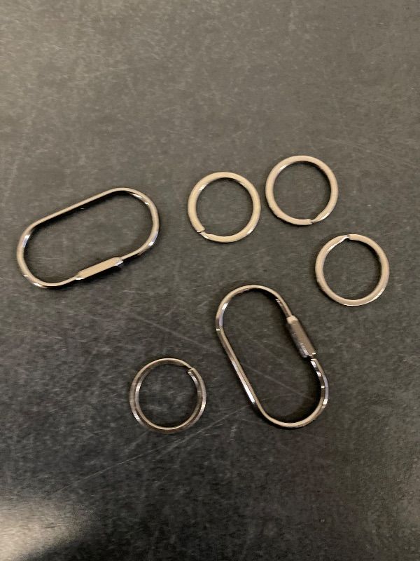 Photo 1 of 2.52 X 1.34 Inch Brass Screw Lock Keychain with 4 Rings, Sliver Brass Screw Lock Clip Key Chain Ring Durable Simple Bras Keychain Holder Brasss Key Ring Simple Style Car keychains for Christmas Gifts