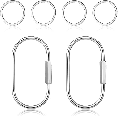 Photo 1 of 2.52 X 1.34 Inch Brass Screw Lock Keychain with 4 Rings, Sliver Brass Screw Lock Clip Key Chain Ring Durable Simple Bras Keychain Holder Brasss Key Ring Simple Style Car keychains for Christmas Gifts