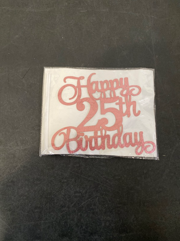 Photo 1 of 25th Birthday Cake Decorations, 25th Birthday Candles Cake Numeral Candles and Glitter Happy 25th Birthday Cake Toppers Set for Birthday Party Supplies (Rose Gold)