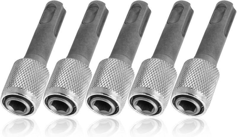 View 1 of 6 Pieces SDS-Plus Shank Drill Chuck Adapters SDS PLUS to 1/4" Hex Socket Adapter Converter 1/4 Inch Hex Shank Screwdriver Drill Bit Holder for Electric Hammer Impact Drills