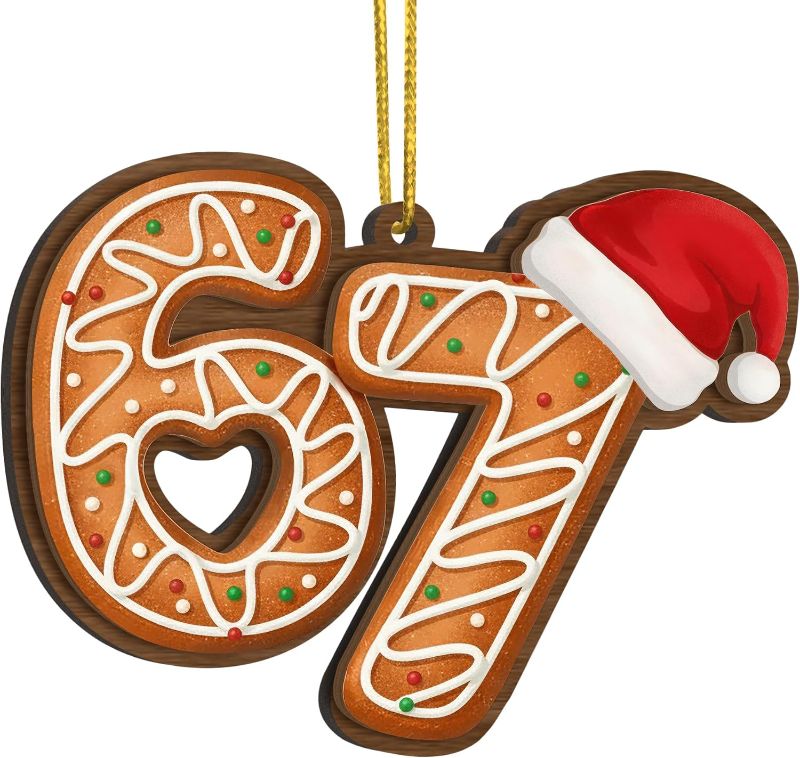 Photo 1 of 67 Meme Funny Christmas Ornaments 2025, 6 7 Ornament, Gingerbread Ornaments for Christmas Tree, Funny Ornament for Exchange, Stocking Stuffers, Gag Gifts, 67 Gifts for Kids, Teens, Teen Girls, Boys