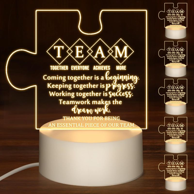 Photo 1 of 6 Pcs Team Appreciation Gifts Bulk for Employee Coworker Acrylic LED Night Light Lamp Inspirational Thank You Gifts for Team Women Office Staff Employee Coworker