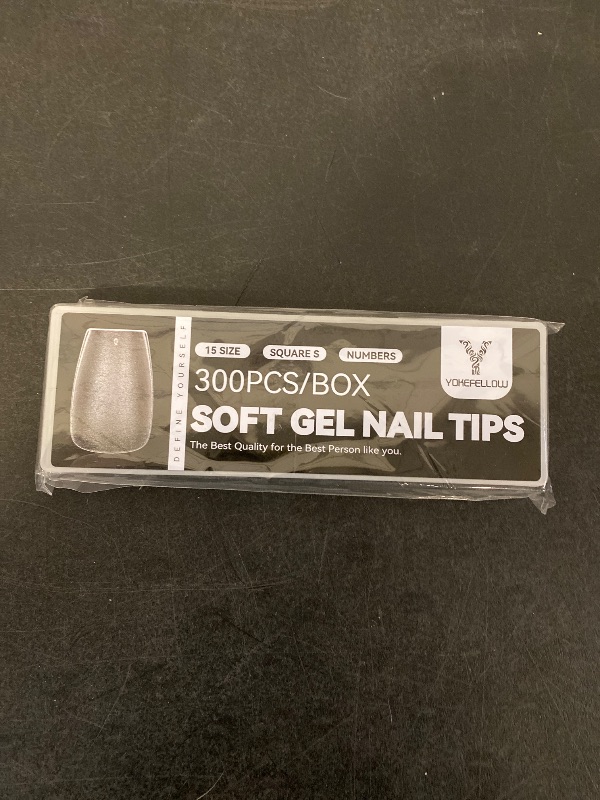 Photo 1 of Short Square Nail Tips -15 Sizes Inside Pre-Etch Full Cover Gel Etch x Nail Tips 300Pcs Super Thin Seamless Acrylic False Nails Tips Extension Kit Press on Nails DIY Salon
