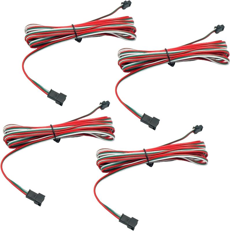 Photo 1 of 4Pcs 3M 9.84FT 22AWG 3 Pin JST SM Male Female Plug LED Connector Extension Cable Compatible with WS2812B WS2811 WS2814 SK6812 FCOB RGB CCT LED Strip Lights Symphony LED Lights with connectors