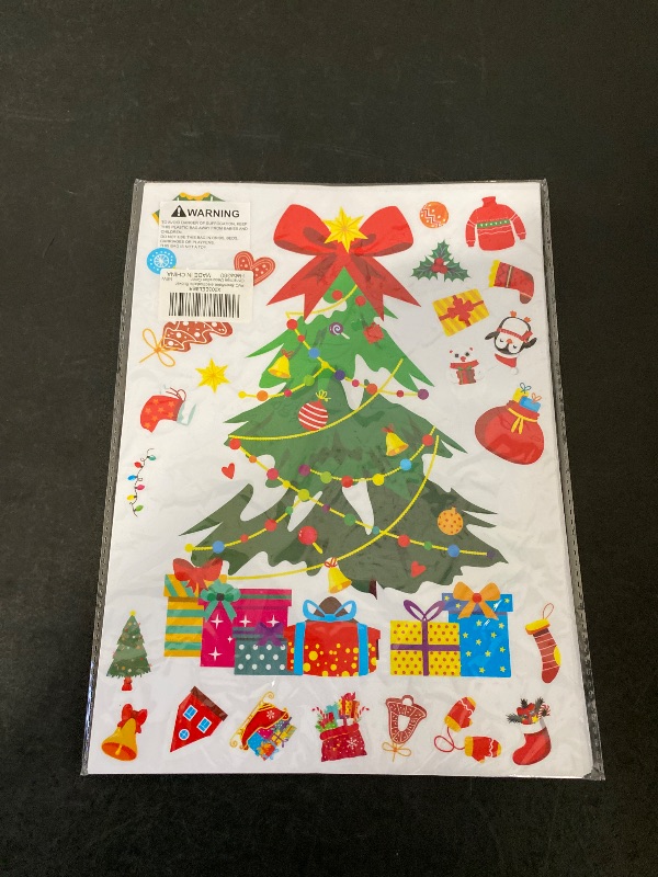 Photo 1 of 380PCS Christmas Window Clings – Static Stickers Set - Reindeer, Bells, Elf, Snowflake & Holiday Decor