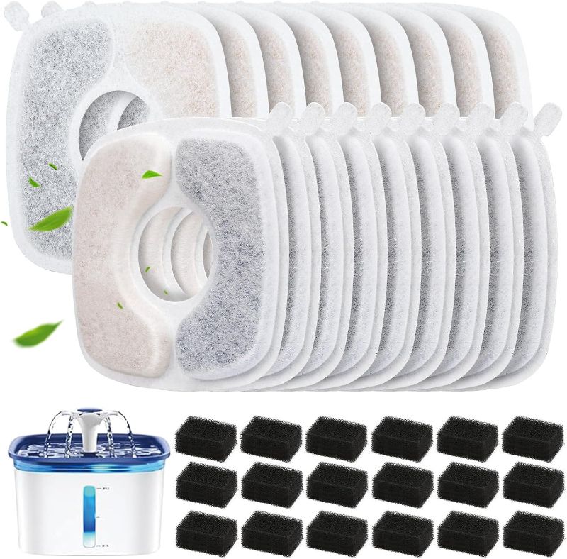 Photo 1 of 36 Pack Cat Water Fountain Filter Replacement Compatible with VEKEN 67oz/84oz/95oz/135oz Automatic Pet Fountain Dog Water Dispenser | Missing 5 sponges