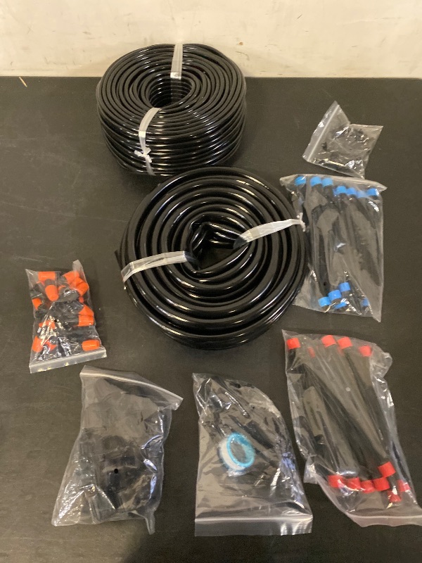 Photo 1 of 240FT Drip Irrigation System Kit, Automatic Garden Watering System for Plant, Greenhouse, Yard, Lawn, with 1/2 inch 1/4 inch Irrigation Tubing Hose and Accessories
