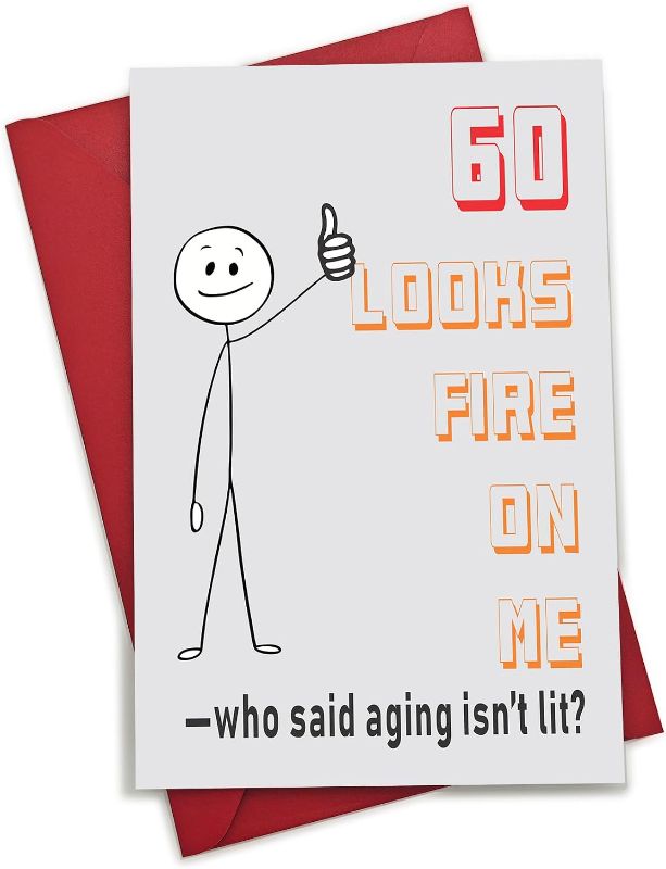 View 1 of 60th Birthday Card for Men and Women, Happy 60th Birthday Gift for Him or Her, Funny Decorations for Husband, Wife, and Friends’ Celebration