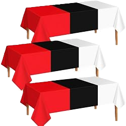 Photo 1 of 6 Pcs Cartoon Animation Birthday Party Tablecloth Red and White Plastic Party Supply 54" x 108" Large Table Cover for Cartoon Ball Supplies Video Games Tableware Birthday Decoration