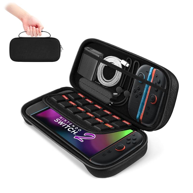 Photo 1 of Carrying Case Compatible with Nintendo Switch 2 (2025), Portable Protective Hard Shell Travel Pouch with 12 Games Cartridges Game Bag for Console & Accessories