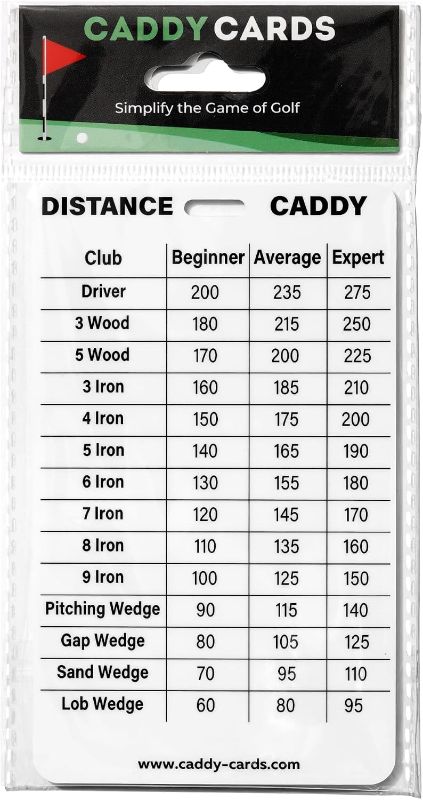 Photo 1 of Distance Caddy Golf Club Distance Chart – Beginner Yardage & Swing Reference – Bag Tag Card - Dual Sided