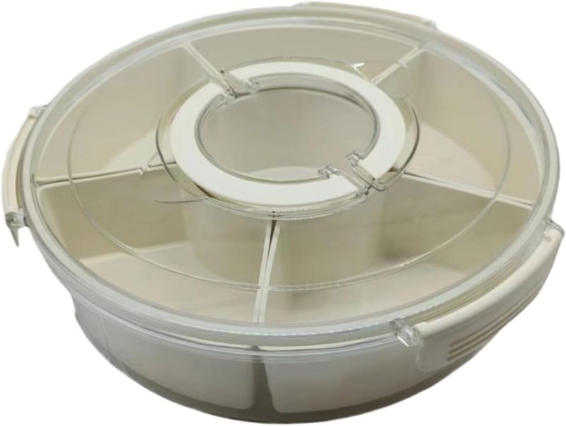 Photo 1 of Dried Fruit Plate Appetizer Serving Tray Kitchen Sealable Container Snack Plates Round Compartment Box for Candy Cupcake Home