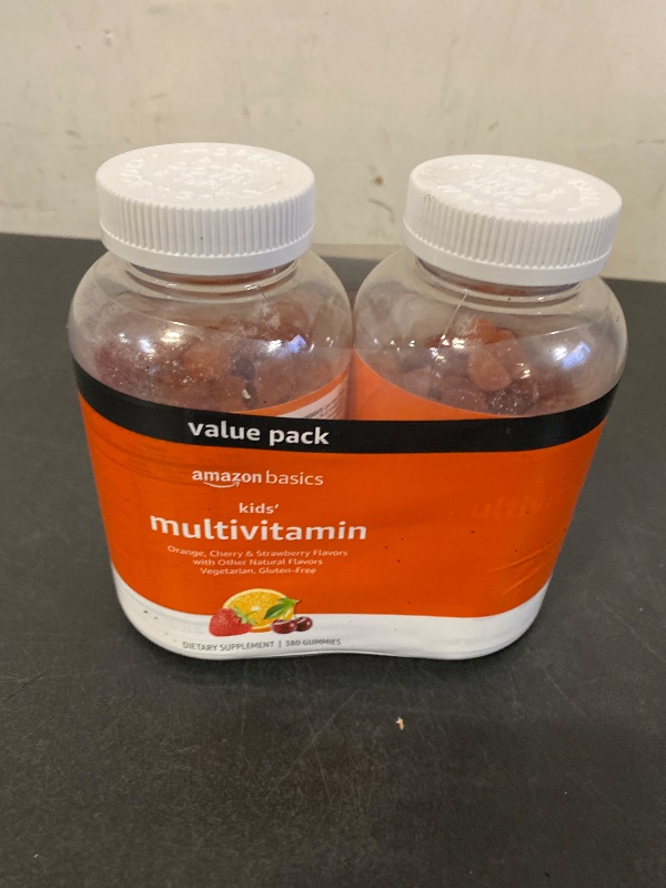 Photo 1 of Amazon Basics Kids' Multivitamin Gummies, Cherry, Strawberry & Orange Flavors, 380 Count, 2 Packs of 190