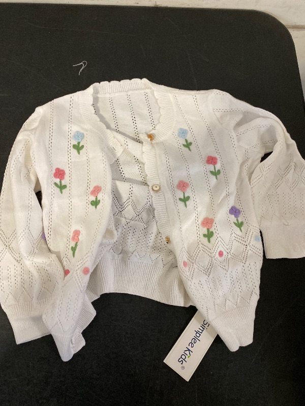 Photo 1 of 2T-6T Hand-Embroidered Cotton Cardigan Ivory