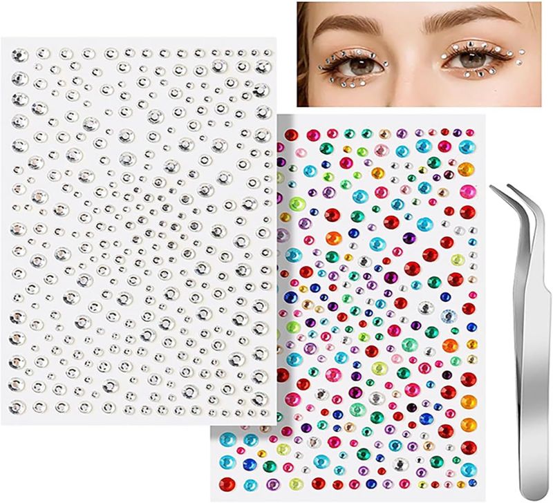 Photo 1 of 1709pcs Self-Adhesive Crystal Rhinestone Stickers Set - Multi-Size Acrylic Gem Decals for Face/Eye/Nail/Body Art, Festival Party Nail Art