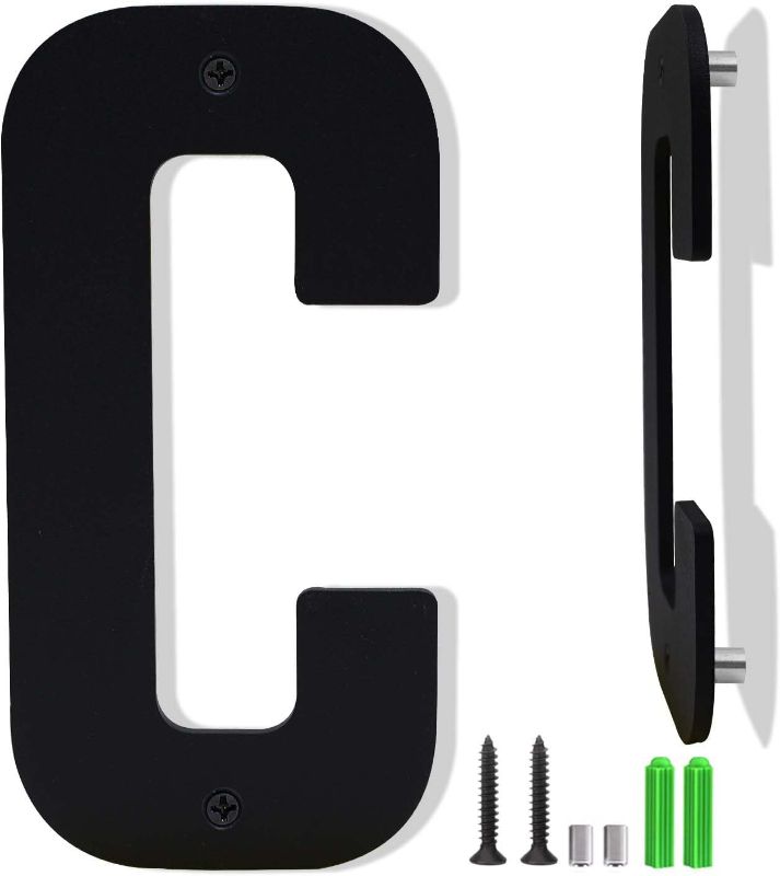 Photo 1 of 4 Inch Black Aluminum Floating House Address Numbers and Letters for Outside, Modern Metal Door Numbers for Home Office Apartment (C)