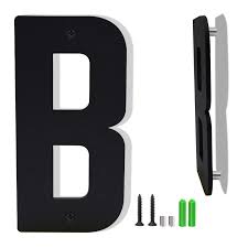 Photo 1 of 4 Inch Black Aluminum Letters, Floating House Address Numbers for Outside, Modern Metal Door Numbers Letters, Metal House Address Letter and Number for Home Office Apartment (B)