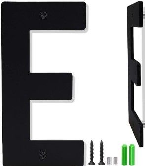 Photo 1 of 4 Inch Black Aluminum Letters, Floating House Address Numbers for Outside, Modern Metal Door Numbers Letters, Metal House Address Letter and Number for Home Office Apartment (E)