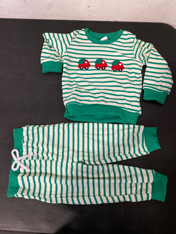 Photo 1 of 18-24M Toddler Boy Christmas Outfit Christmas Tree Embroidered Sweatshirt+Casual Pants 2PC Clothes Set