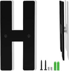 Photo 1 of 4 Inch Black Aluminum Letters, Floating House Address Numbers for Outside, Modern Metal Door Numbers Letters, Metal House Address Letter and Number for Home Office Apartment (H)