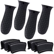 Photo 1 of 8 Pcs Silicone Pot Holders Set Cast Iron Handle Cover Heat Resistant Pot Handle Covers Potholder Non Slip Reusable Pan Sleeve for Frying Pan Kitchen Supplies(Black)