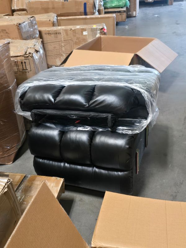 Photo 1 of Box B | Power Recliner Chair with Massage and Heat with cup holder, Swivel Glider Rocker, Faux Leather Black | Missing box A