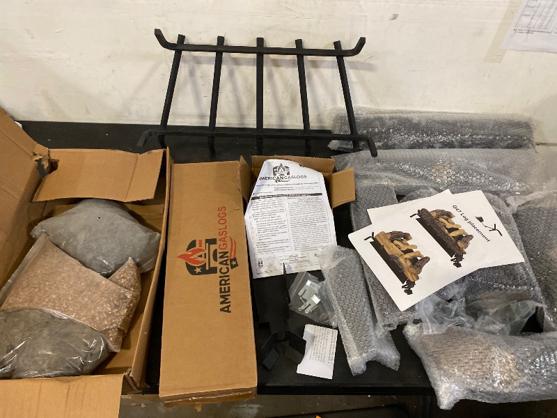 Photo 1 of Vented 24inch Gas logs Sets Gas with Valve Fireplace Burner Replacement Only for Existing Chimney Fireplace, Match Light(Manual Valve, 24 inch Natural Oak)