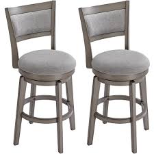 Photo 1 of Gray 26.0-in H Counter height Upholstered Swivel Wood Bar Stool 2 -Pack