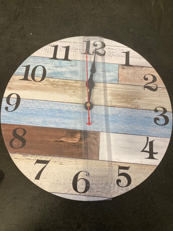 Photo 1 of 12.8 Inch Wooden Wall Clock, Silent Non Ticking Wall Clock Battery Operated, Decorative Rustic Clocks for Kitchen, Bathroom, Bedroom, Living Room