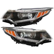 Photo 1 of Front Headlight Assembly for 2016 2017 2018Kia Optima,Left Driver+Right Passenger Side Replacement,Halogen Headlamp w/LED DRL Black Housing
