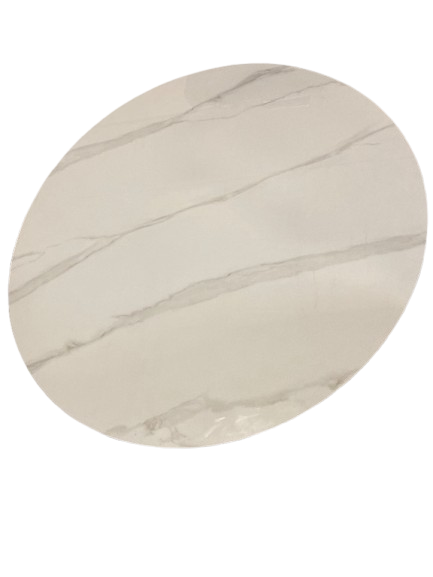 Photo 1 of Only includes Tabletop| 53" Round Dining Table, White Sintered Stone Tabletop Dining Table with Turntable, Kitchen Table for 4-6 with Plywood Base for Dining Room Living Room Restaurant, Easy to Clean (Without Chairs) | Missing all other parts