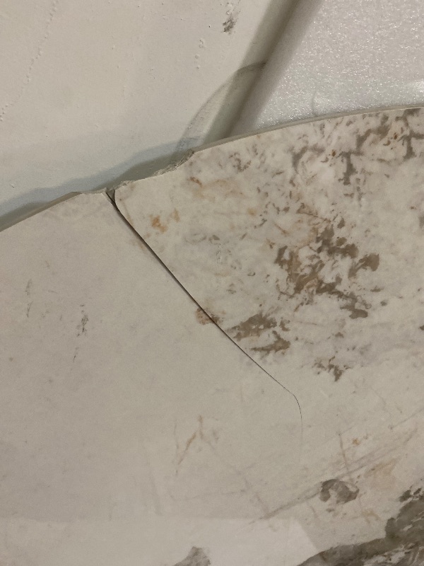 Photo 1 of Major Cracks on end, chipped on ends|Only includes table top| 59" Round Sintered Stone Dining Table for 6-8, Glossy Pandora Table top